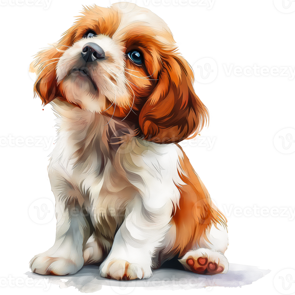 Cute dog watercolor painted isolated on transparent background. png
