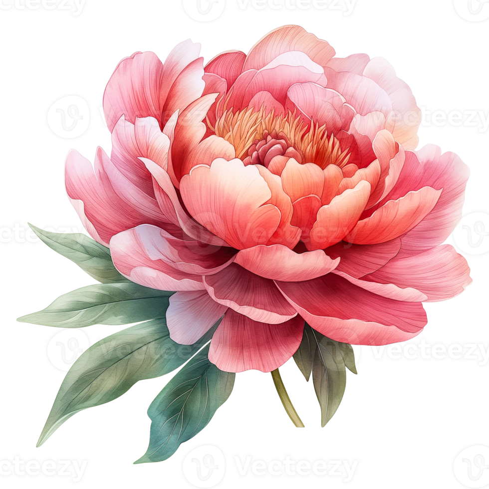 beautiful peony flower watercolor style isolated on transparent background. png