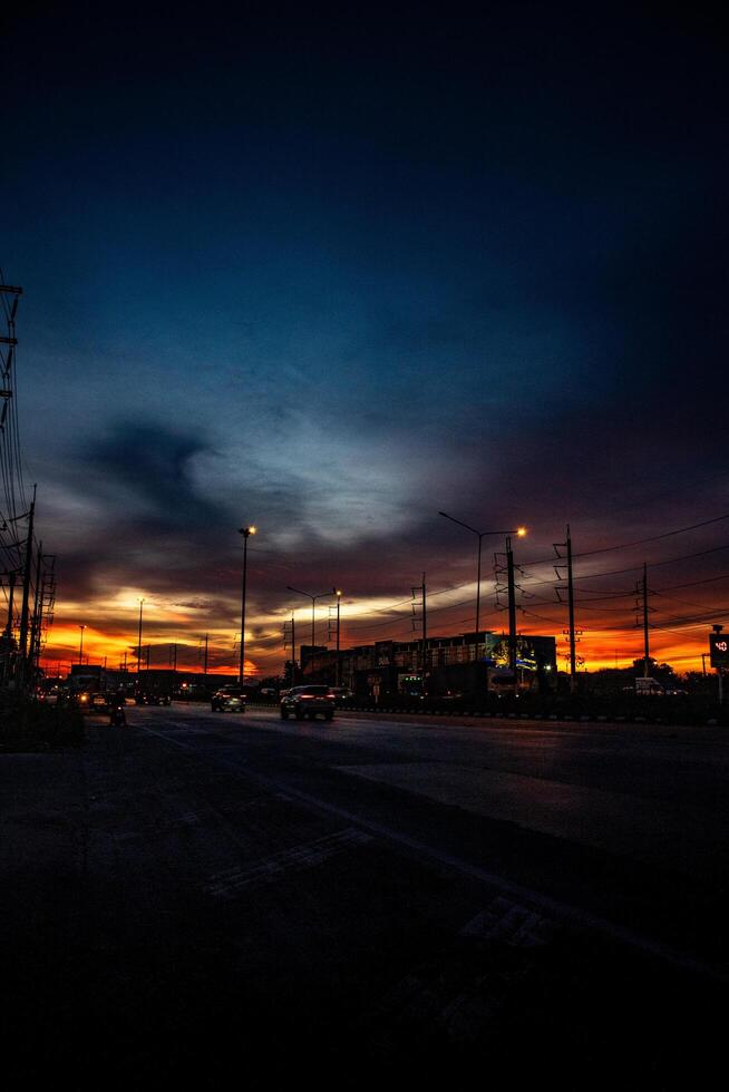 Before sunset lighting and light traffic. photo