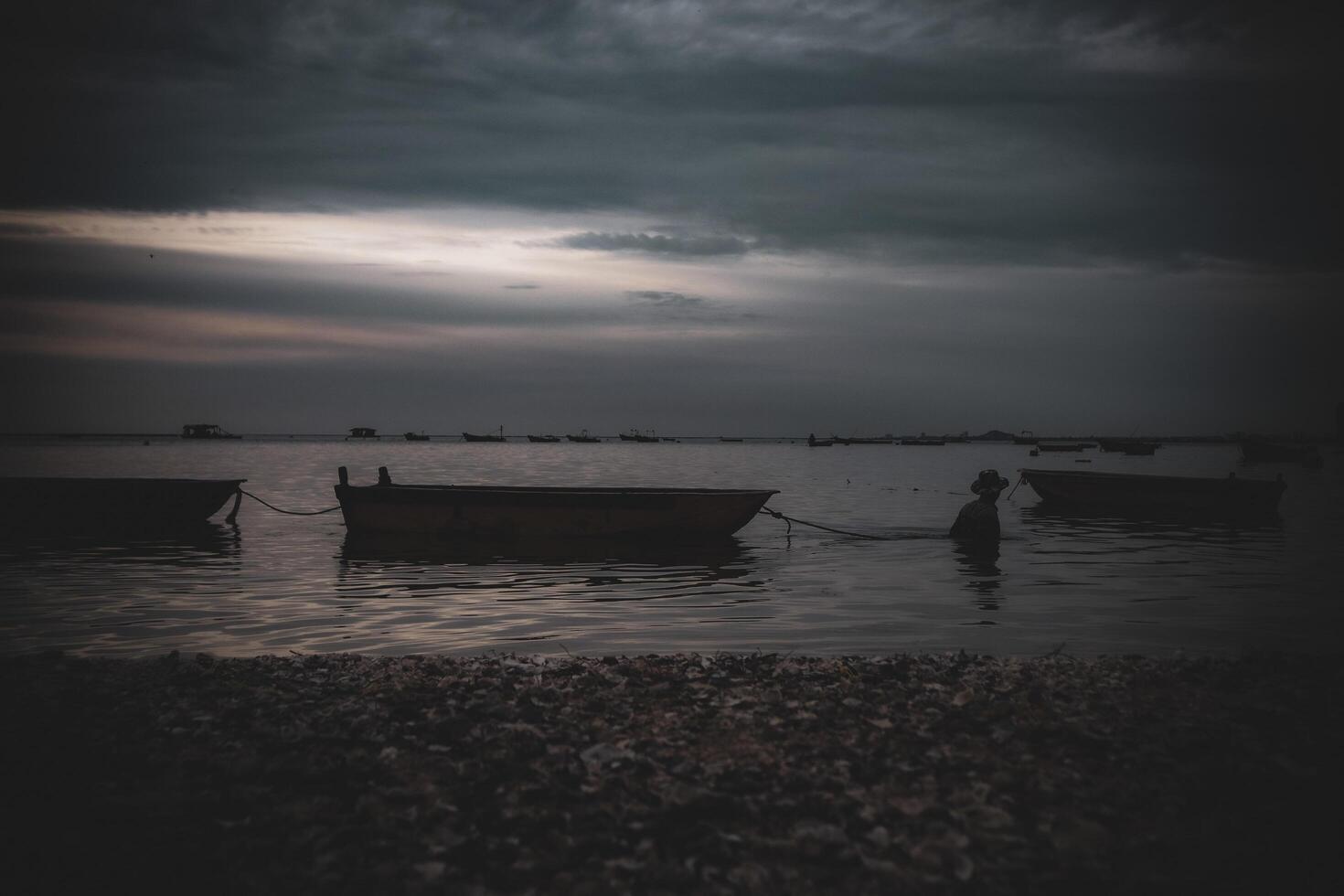 Cafe, Beach, Sea, Sunset, EveningLight photo
