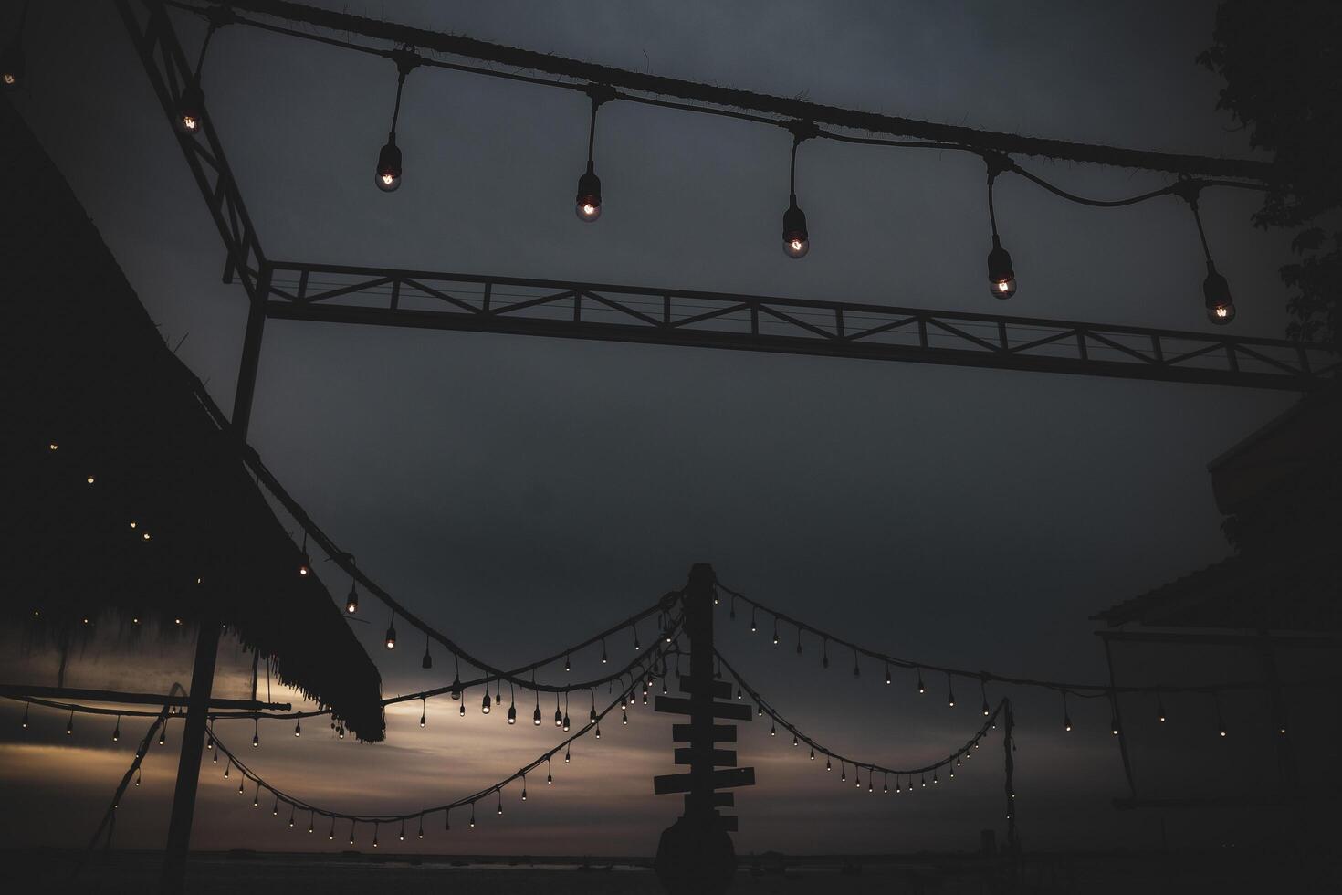 Cafe, Beach, Sea, Sunset, EveningLight photo