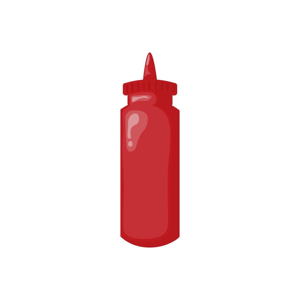 Ketchup bottle clipart. Simple bottle of red sauce. Kitchen and cooking concept symbol. Stock isolated image on a white background. vector