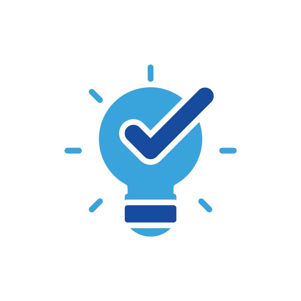 a light bulb with a tick mark on it vector
