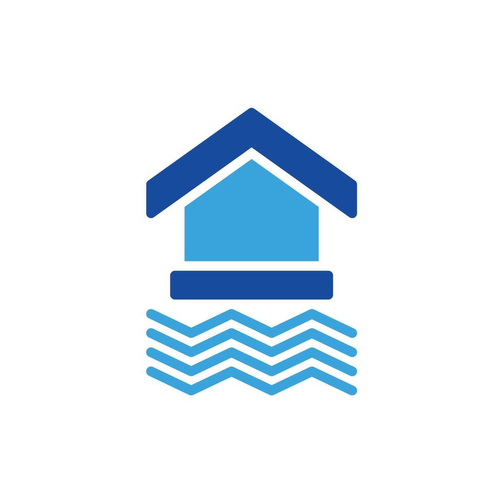 a house with a roof and waves on a white background vector