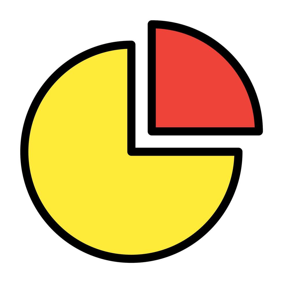 a yellow and red pie chart with a red slice vector
