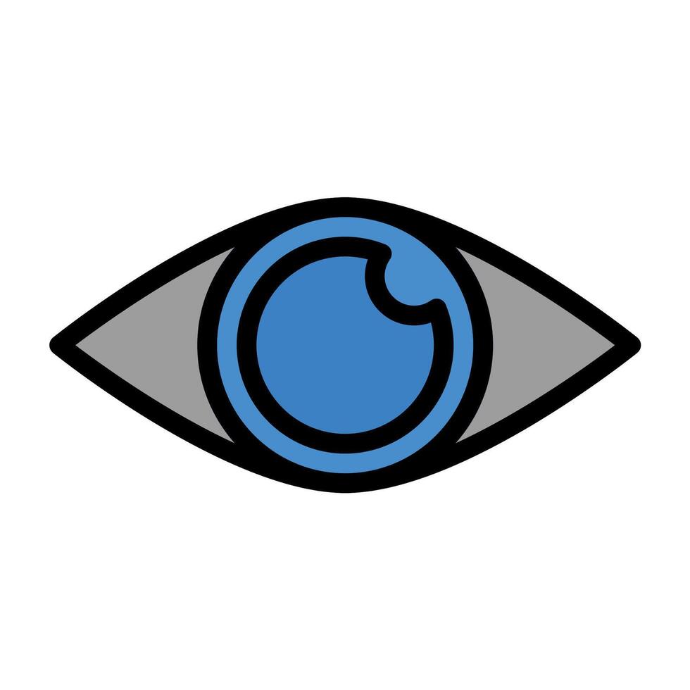 an eye icon with a blue and black outline vector