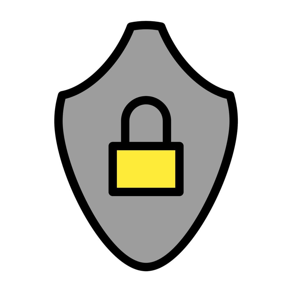 a shield with a yellow lock on it vector