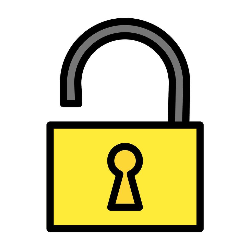 a yellow padlock with a keyhole vector