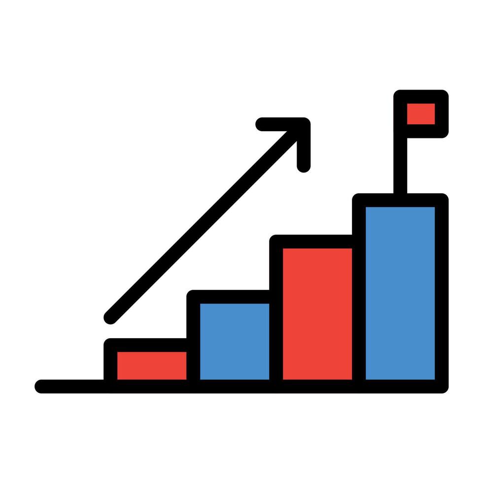 a graph bar chart with an arrow pointing up vector