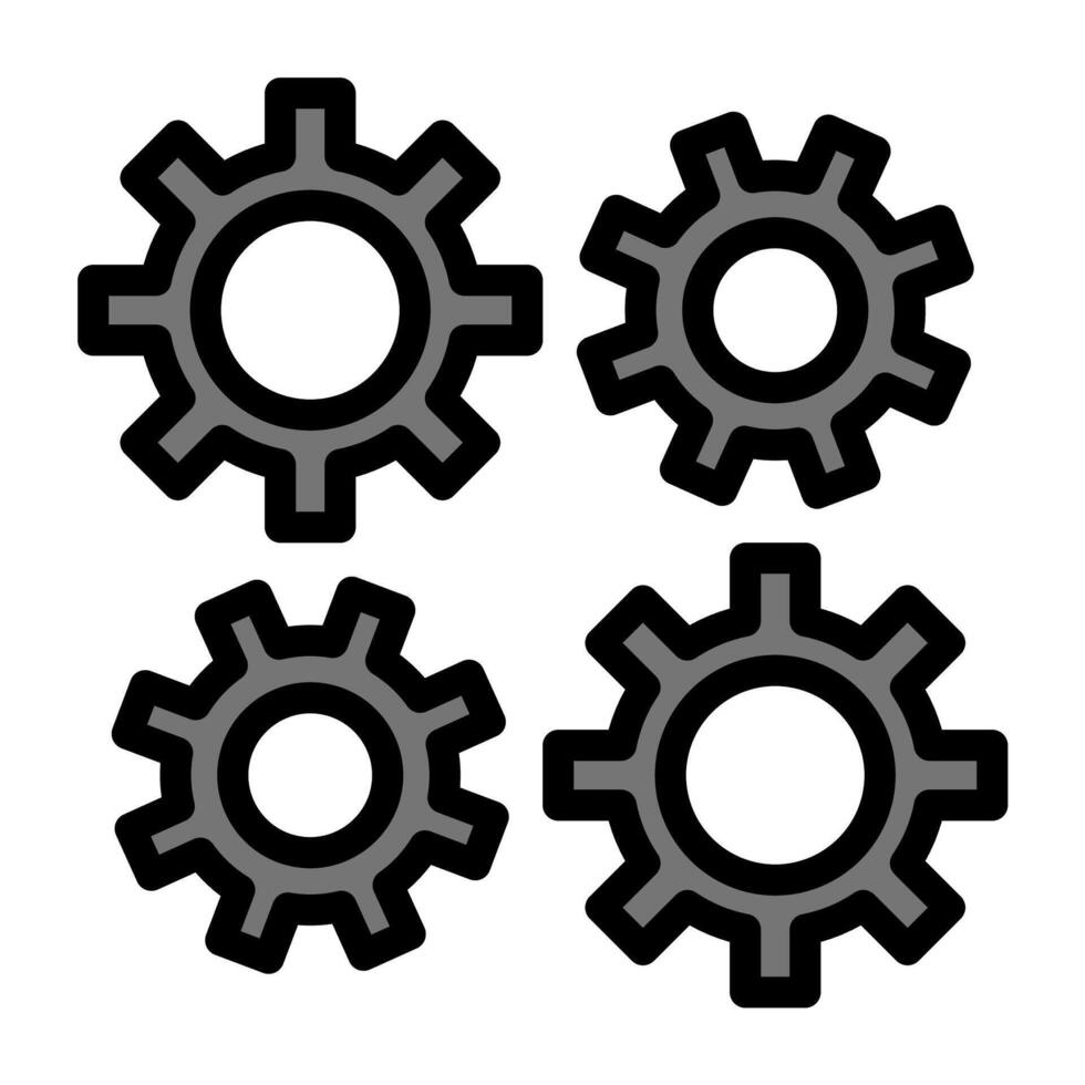 cuatro engranajes en un blanco antecedentes vector