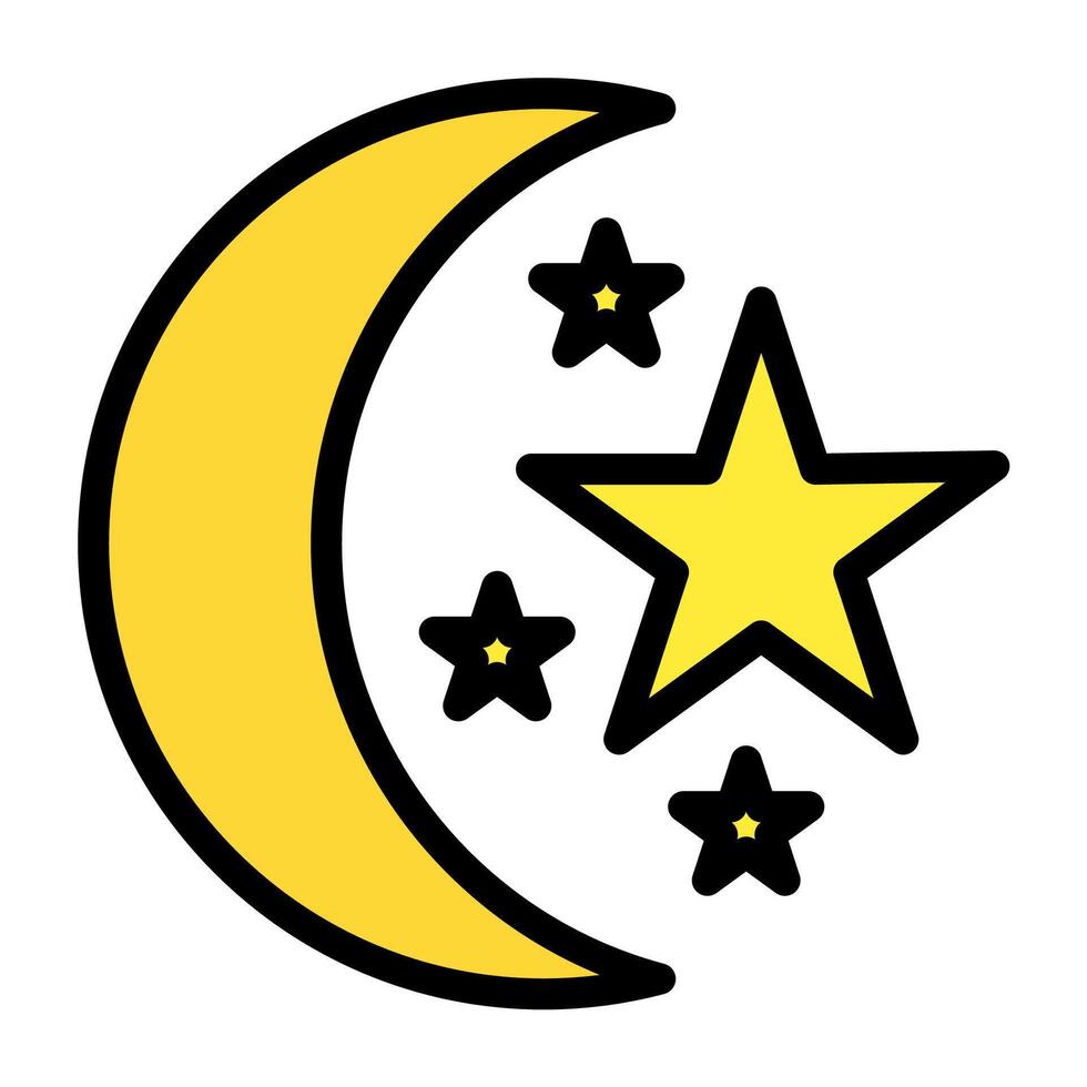 a yellow crescent with stars on it vector