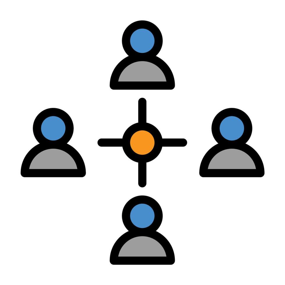 a group of people with a circle around them vector