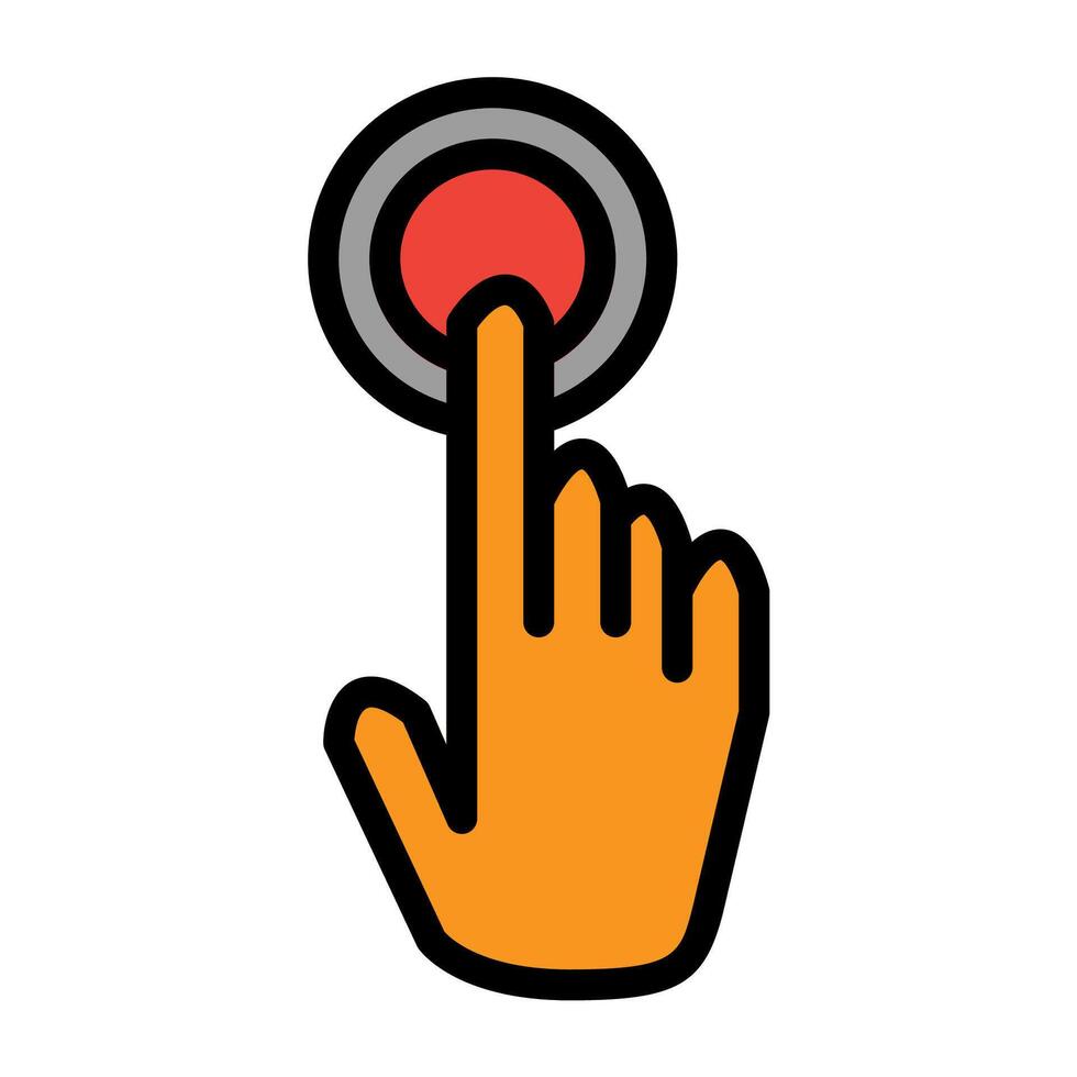 a hand pressing a button on a white background vector