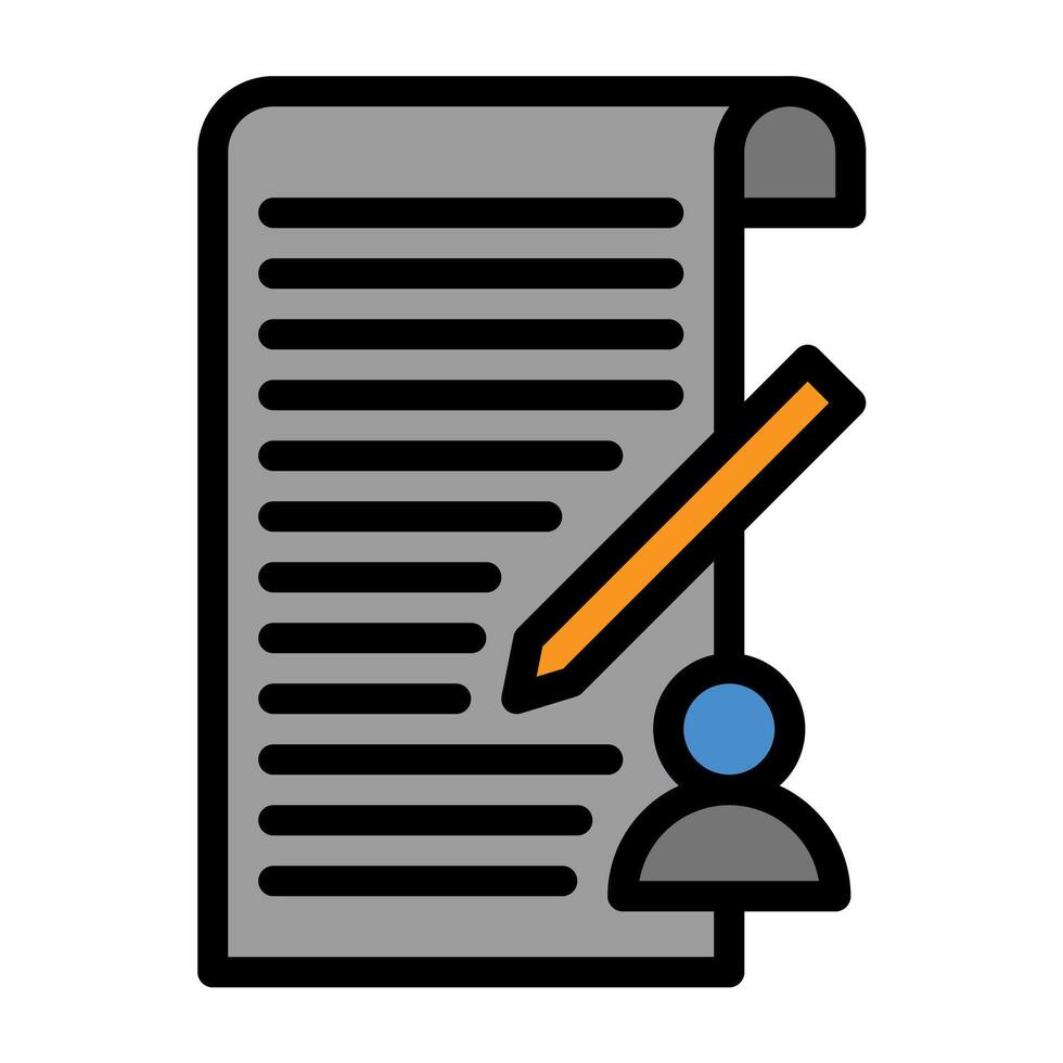 a document with a pencil and a person vector