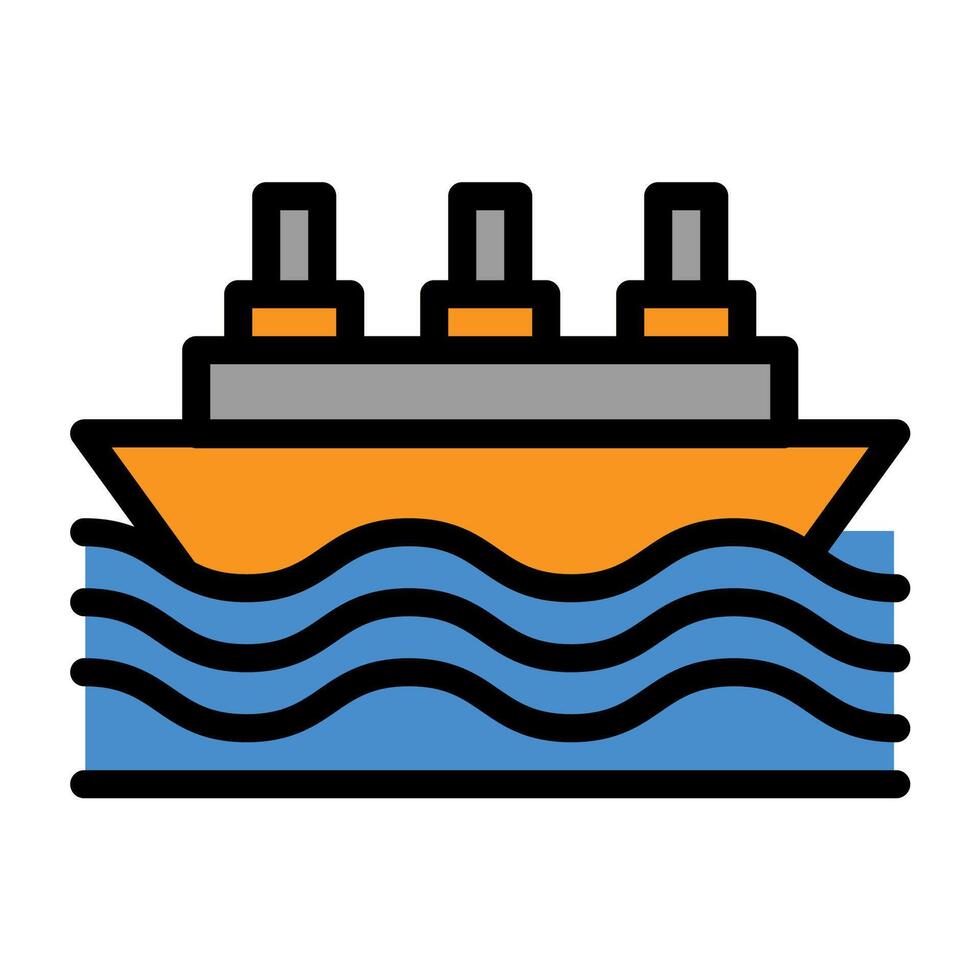 a ship in the ocean with three people on it vector