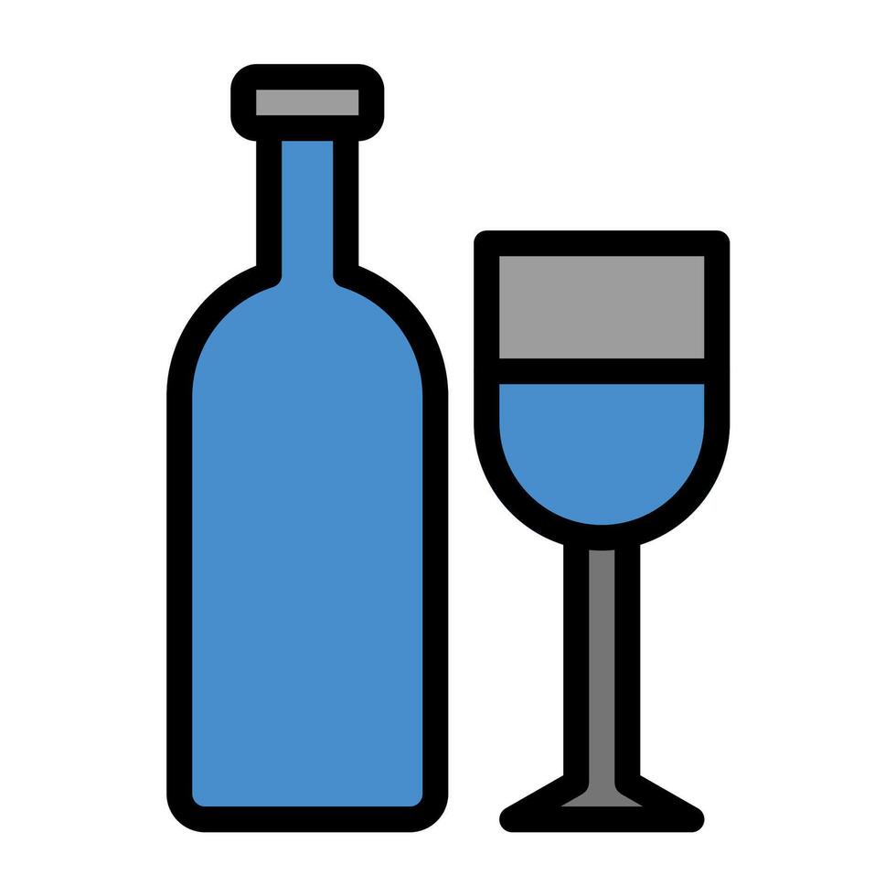 a bottle and glass of wine on a white background vector
