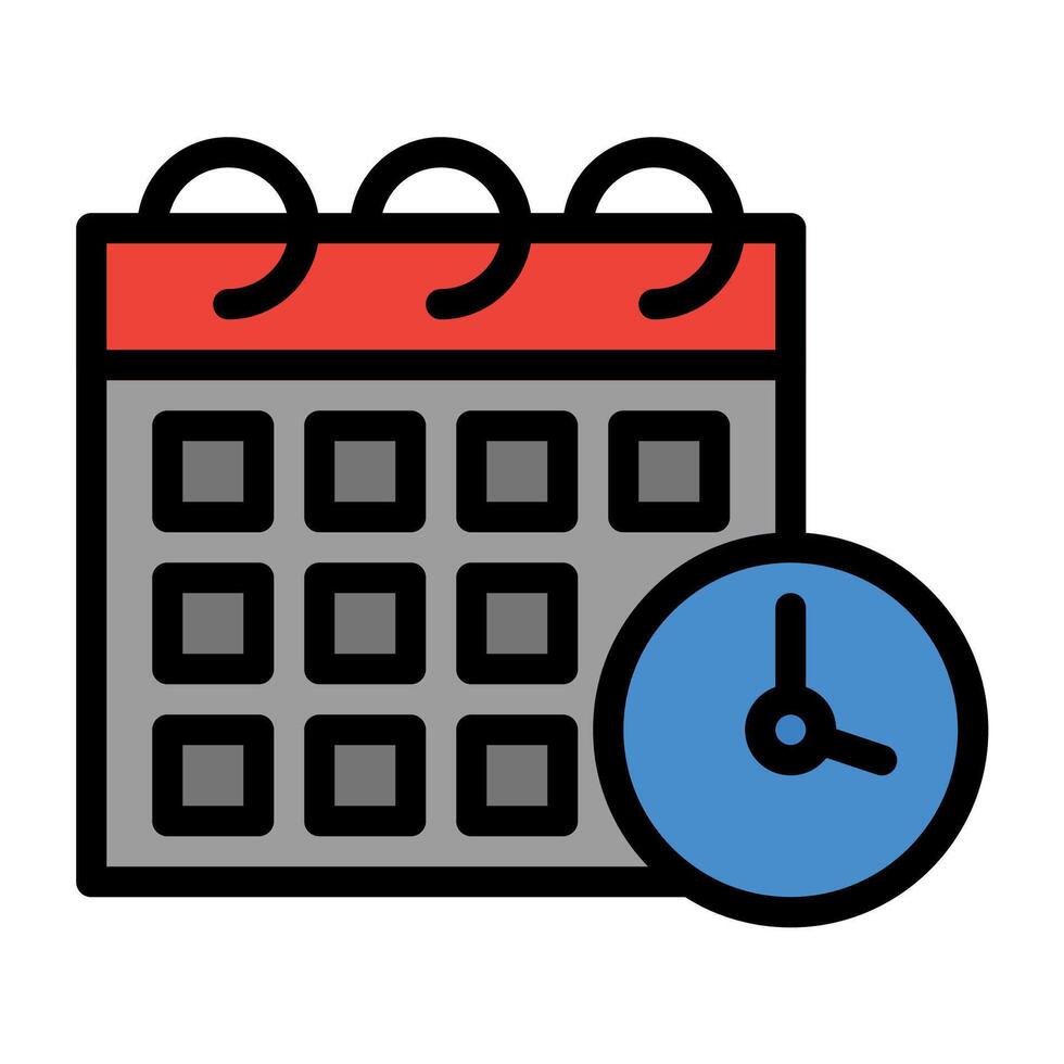 a calendar and clock icon on a white background vector