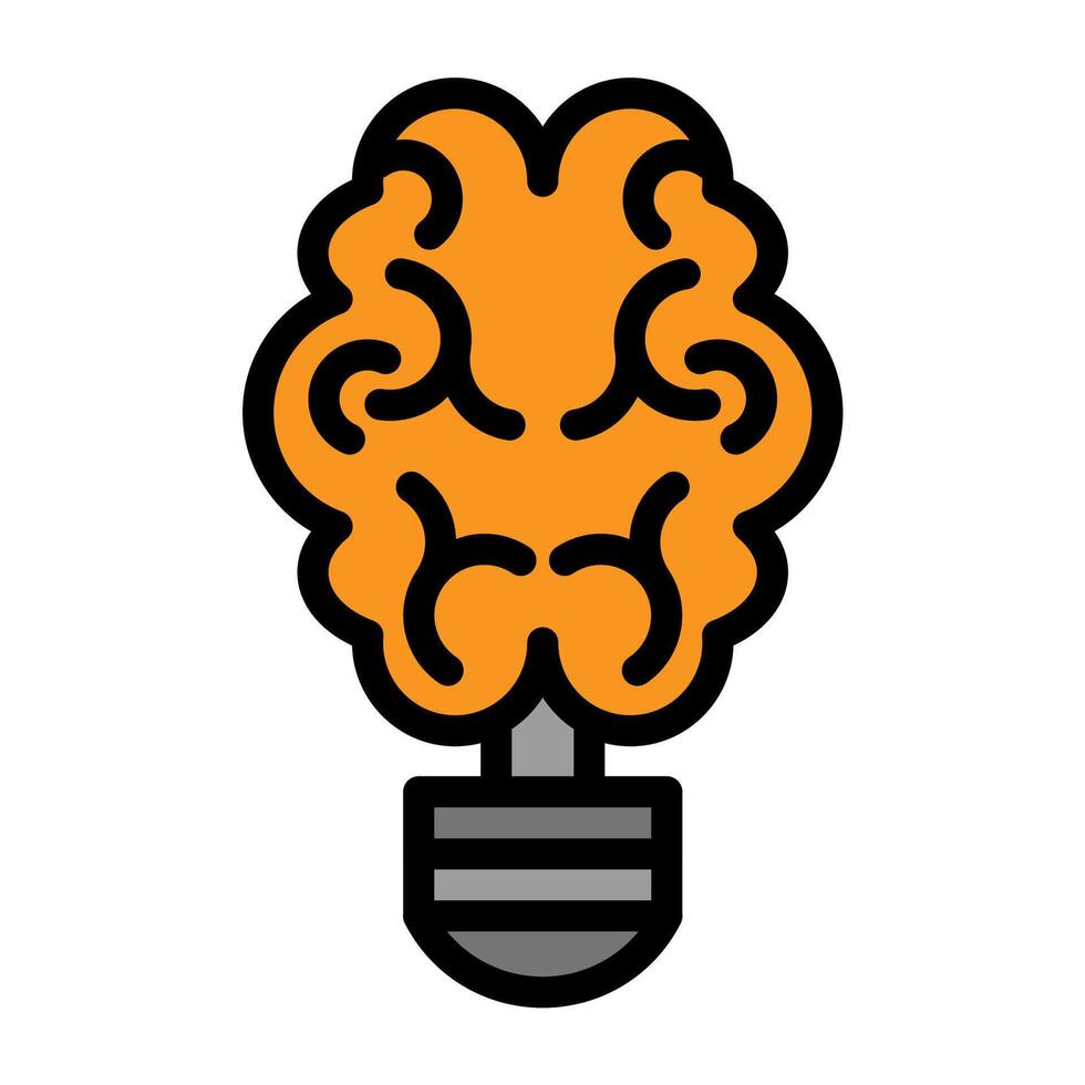 a light bulb with an orange brain inside vector