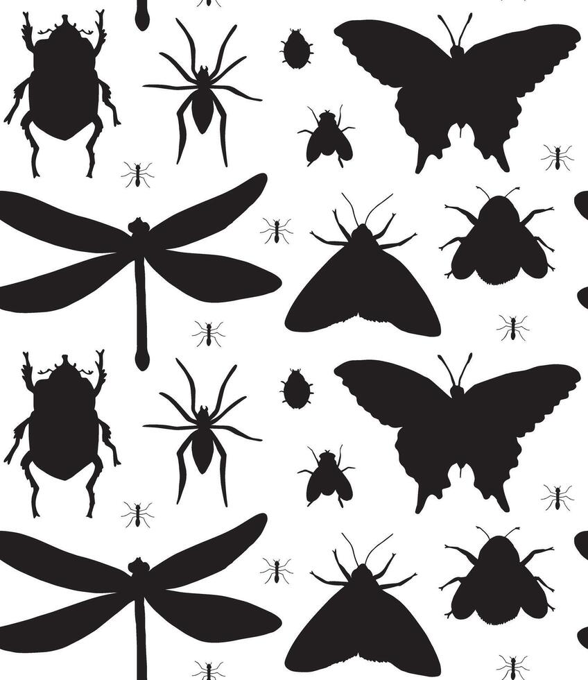 Seamless pattern of hand drawn insects vector