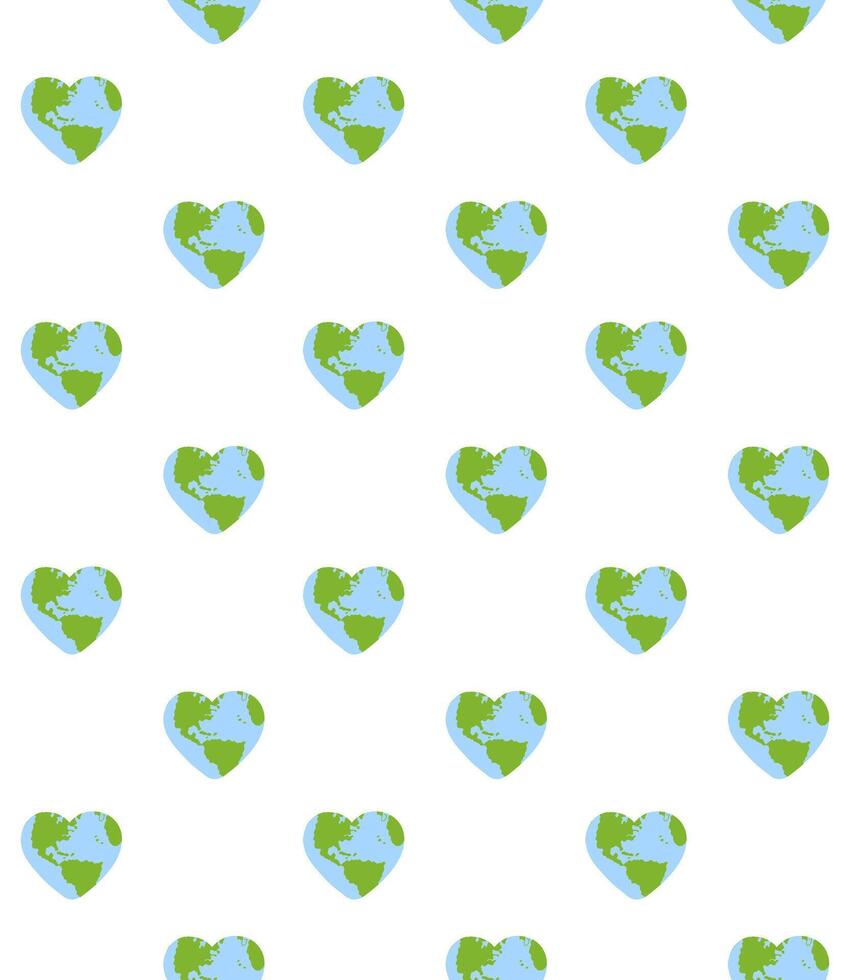 Seamless pattern of hand drawn Earth heart vector