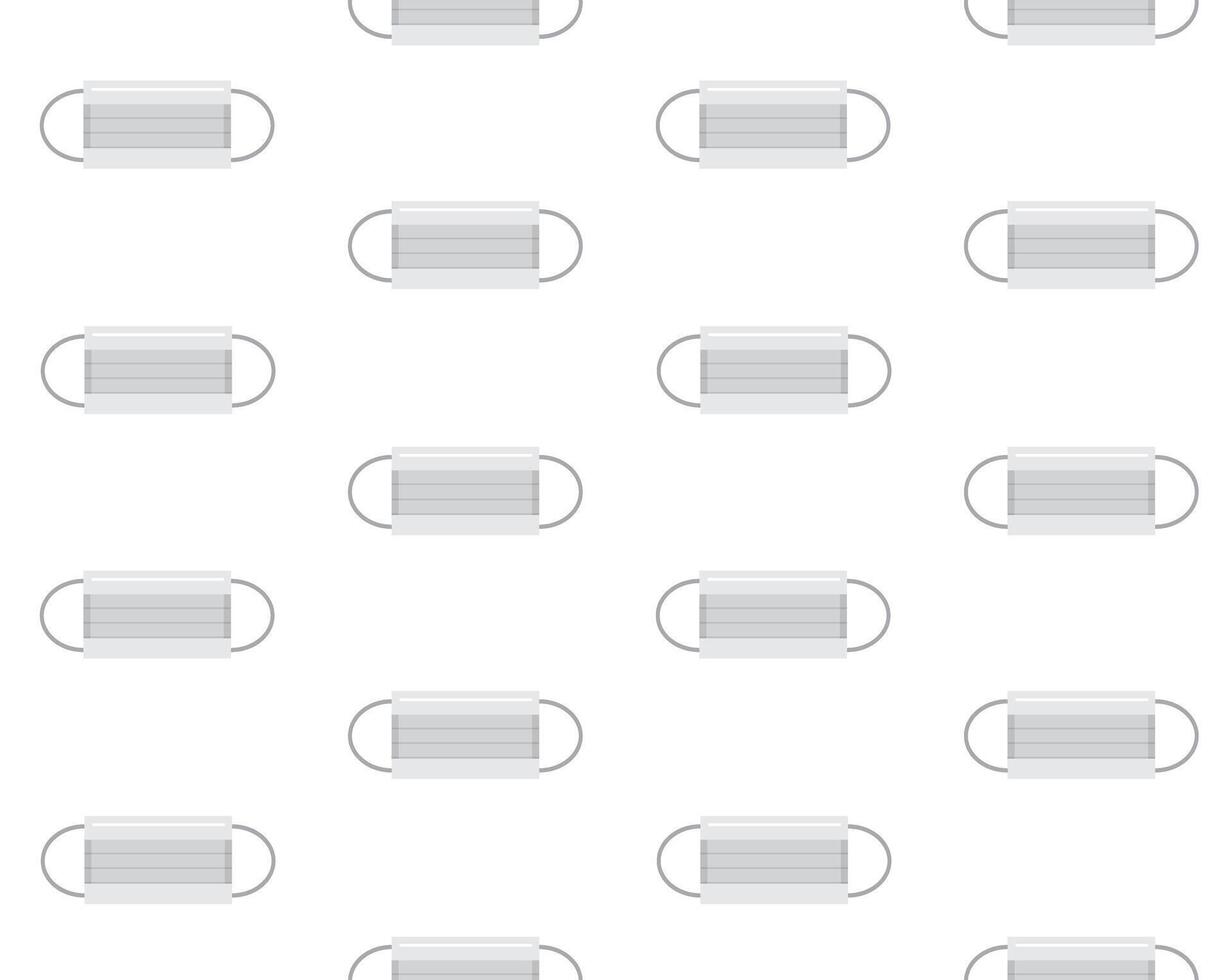 Seamless pattern of flat medical face mask vector