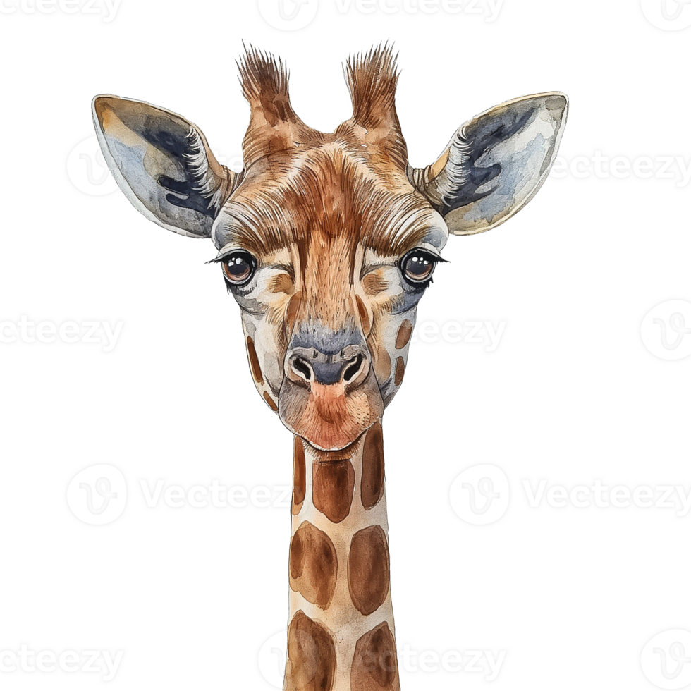 Watercolor illustration painting wildlife animal Giraffe isolated on transparent background. png