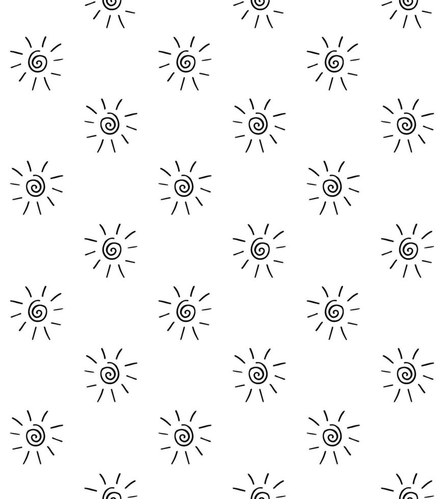 Seamless pattern of doodle sketch sun vector