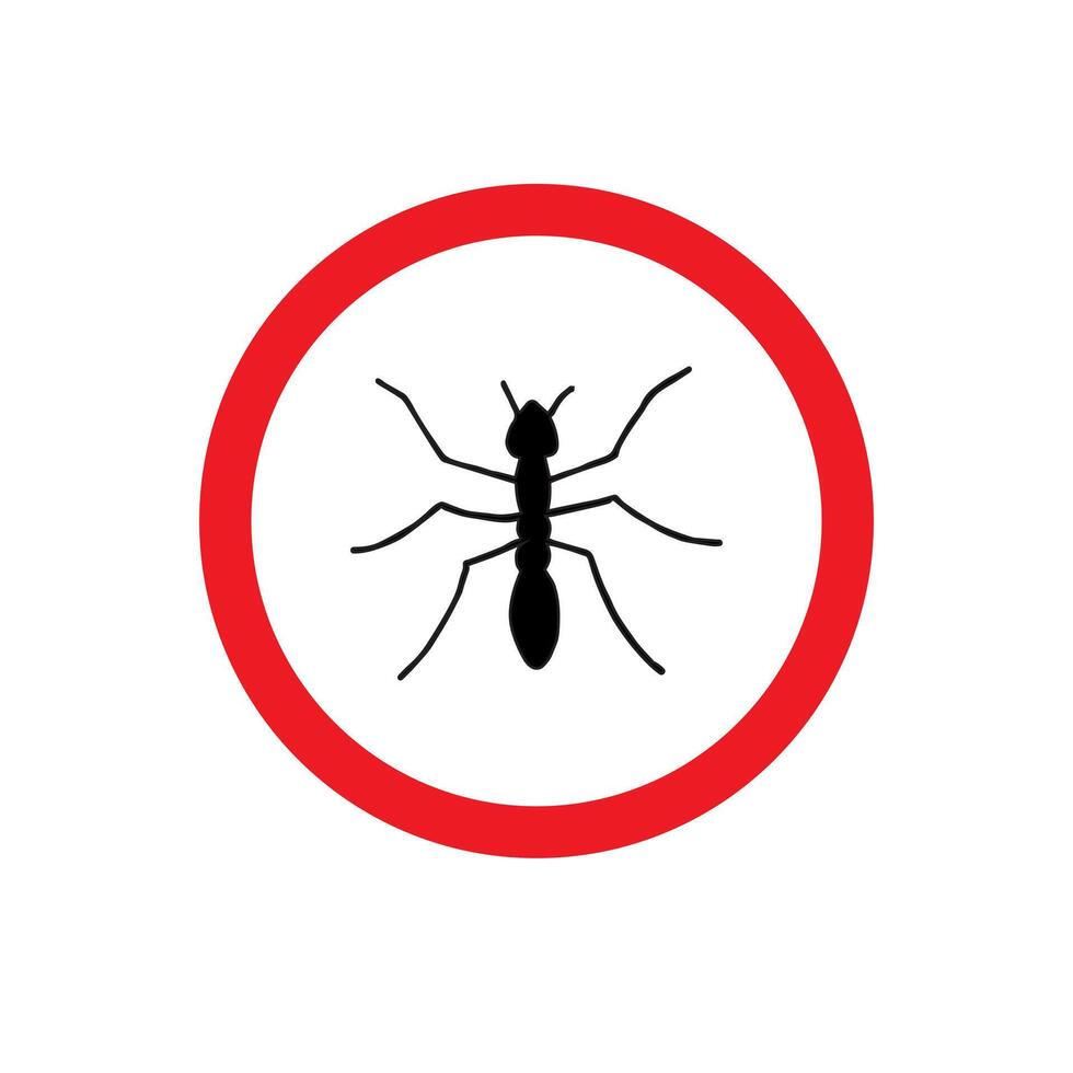 Black ant silhouette in red circle vector