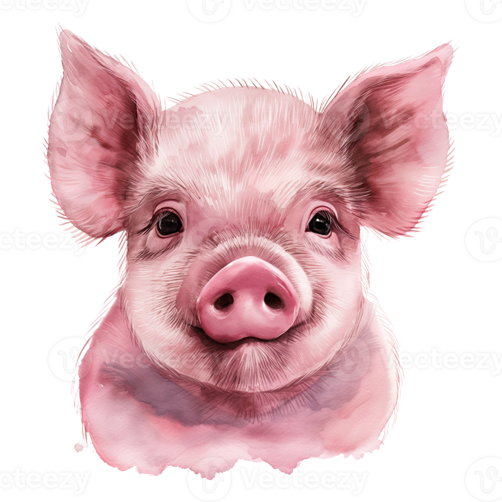 watercolor painting animal pig Illustration isolated on transparent background. png