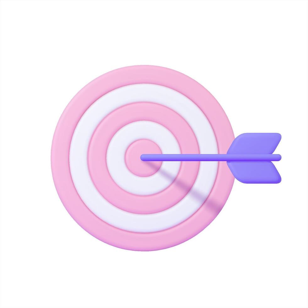 Target with arrow 3d icon. Isolated on white. vector