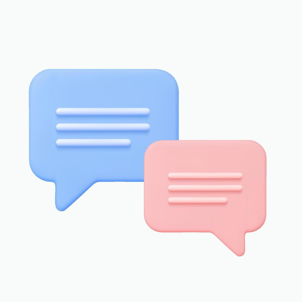Speech bubbles 3d icon. Isolated on white. vector