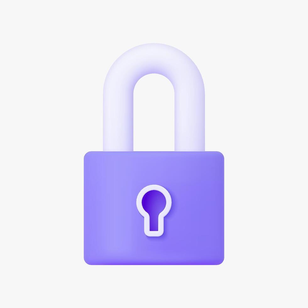 Lock 3d icon. Isolated on white. vector