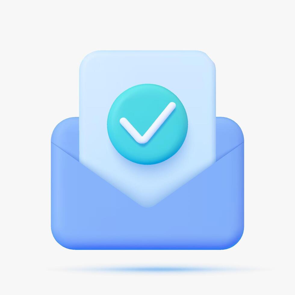 Opened envelope with aprove message. 3d illustration. vector