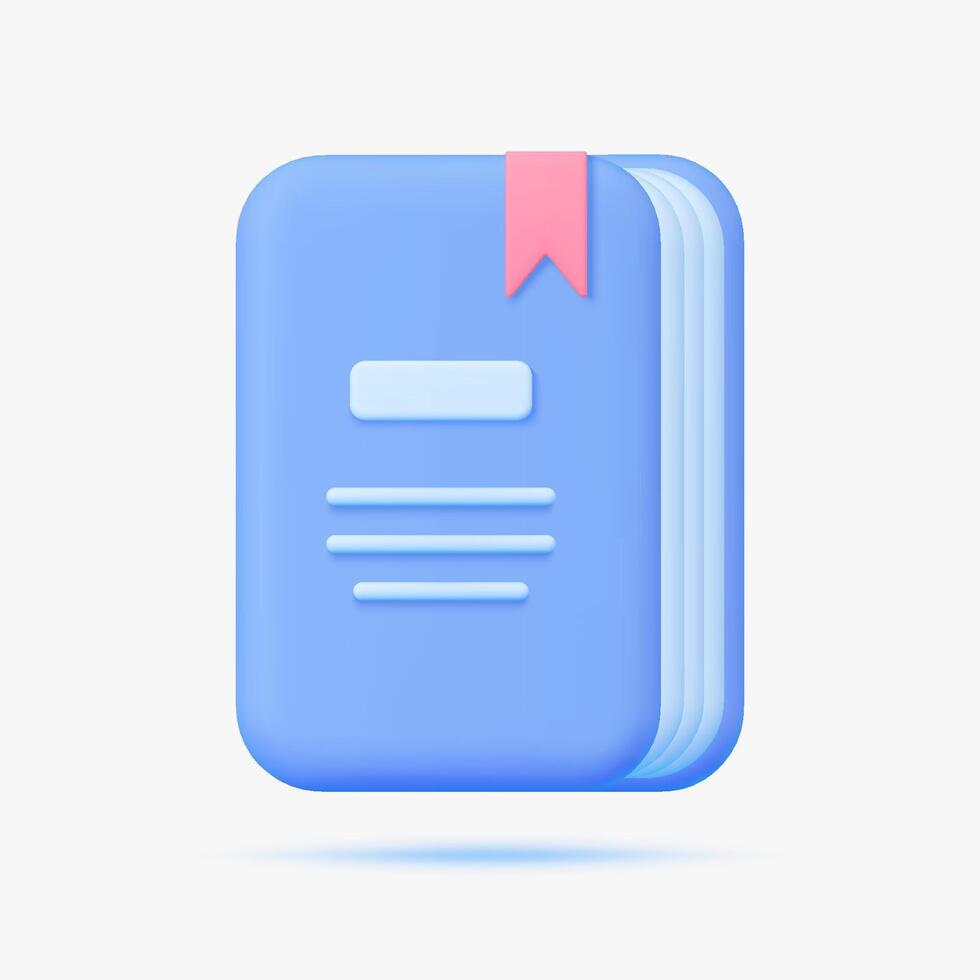 Book 3d icon. Isolated on white. vector