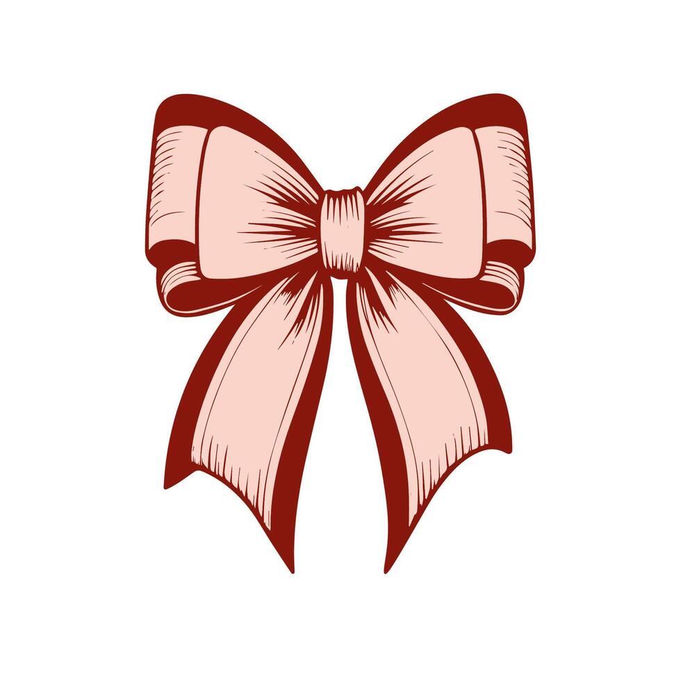 Hand drawn ribbon bow-knot. Cartoon style illustration vector
