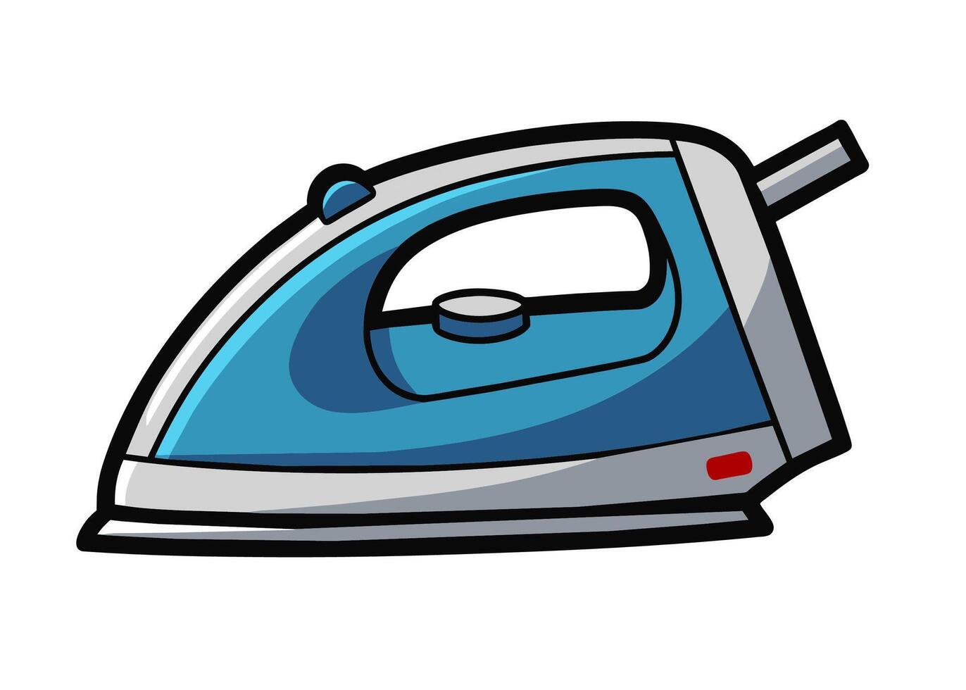 Hand drawn steam electric iron for cloth. Cartoon style illustration. vector