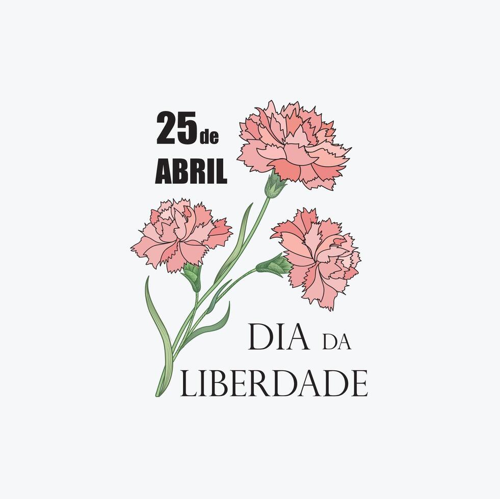 Portugal Freedom Day. 25 April Nacional Holiday of Red Carnation Revolution. Portuguese holiday illustration vector