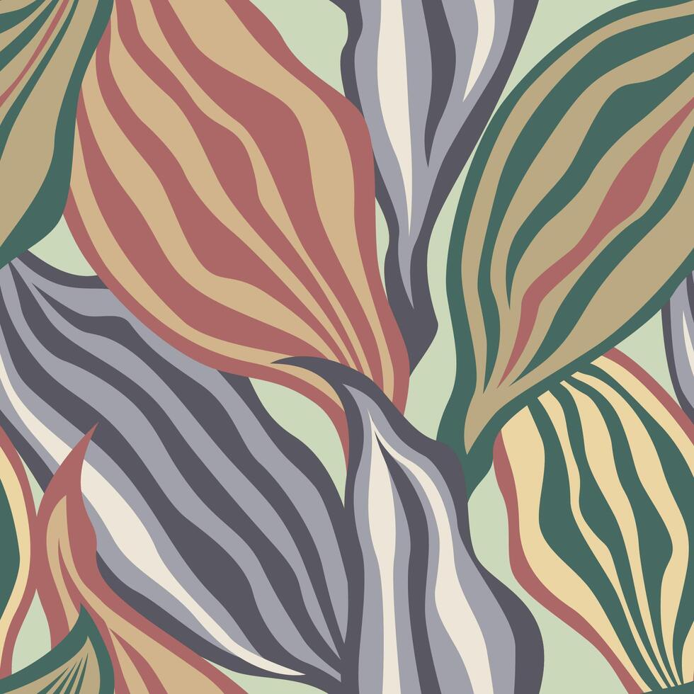 Flourish texture with tropicl flowers and leaves. Abstract seamless floral nature pattern with dots, lines and petals. Ornamental artistic stylish tiled background. vector