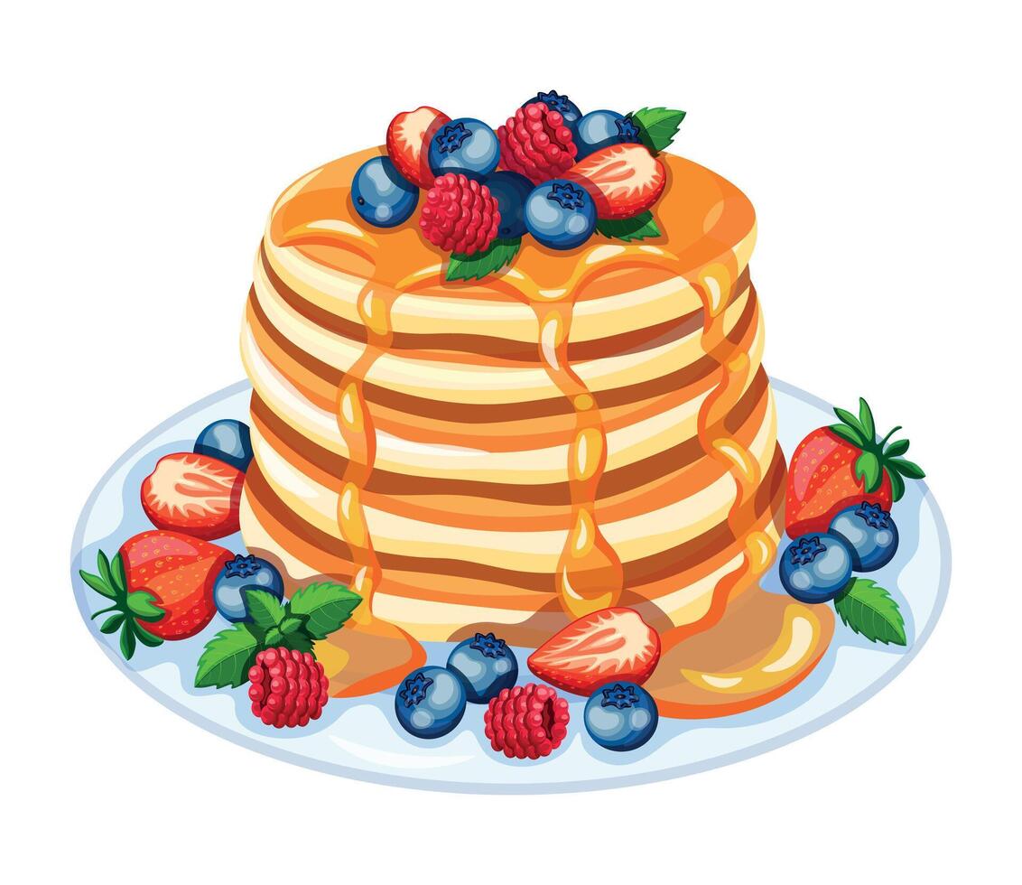 Pancakes isolated on white background. Cartoon style vector
