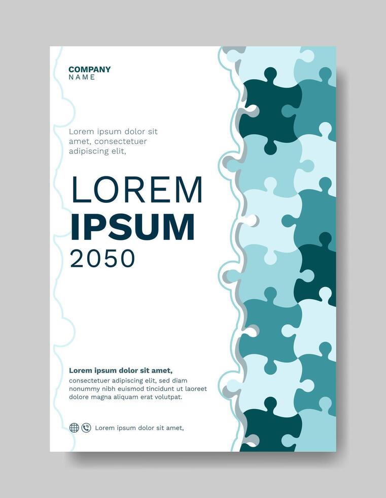 Annual report business modern brochure template with puzzle vector