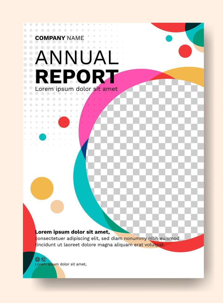 business annual report cover template, colorful circle design vector