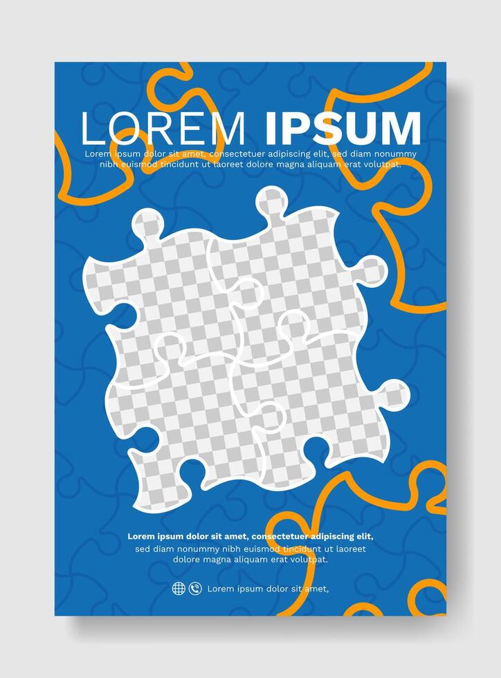 Annual report business modern brochure template with puzzle vector