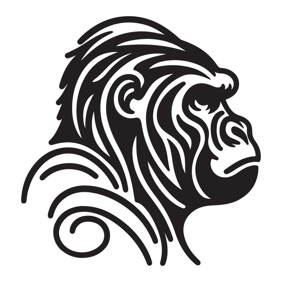 a single outline black gorila sillhouette vector