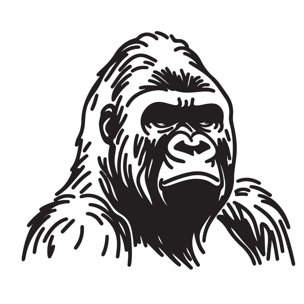 a single outline black gorila sillhouette vector
