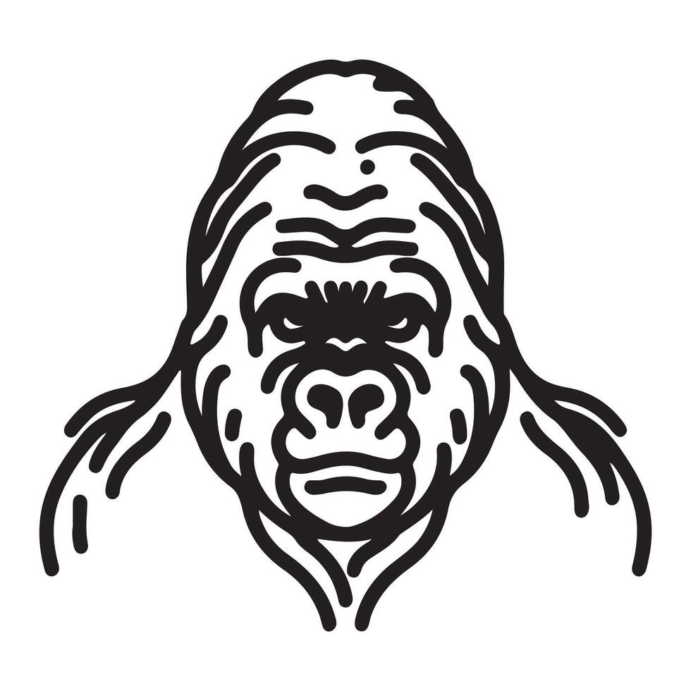 a single outline black gorila sillhouette vector