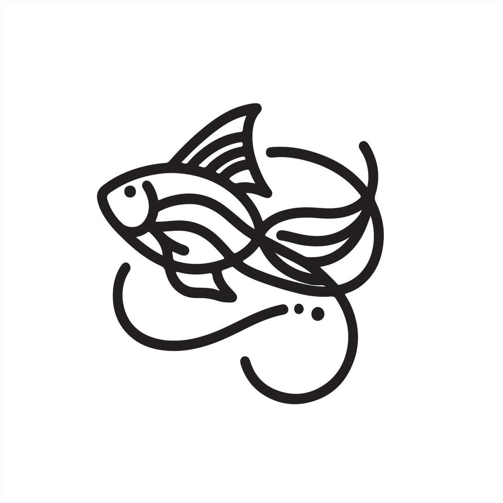 a single outline black fish sillhouette vector