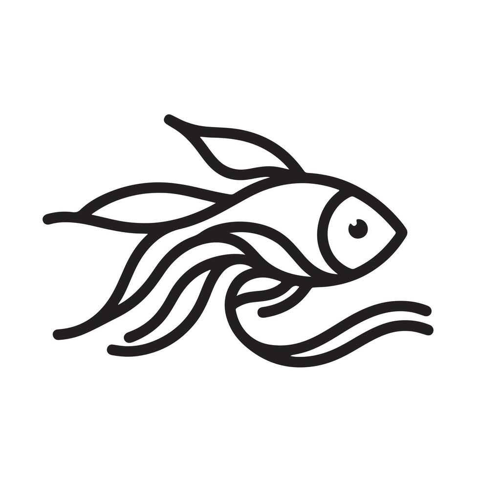 a single outline black fish sillhouette vector