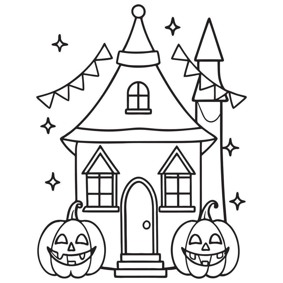 Halloween Coloring page, Halloween illustration vector