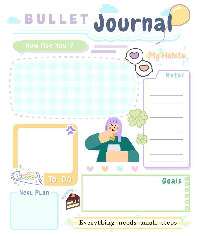 daily bullet journal template ideas vector