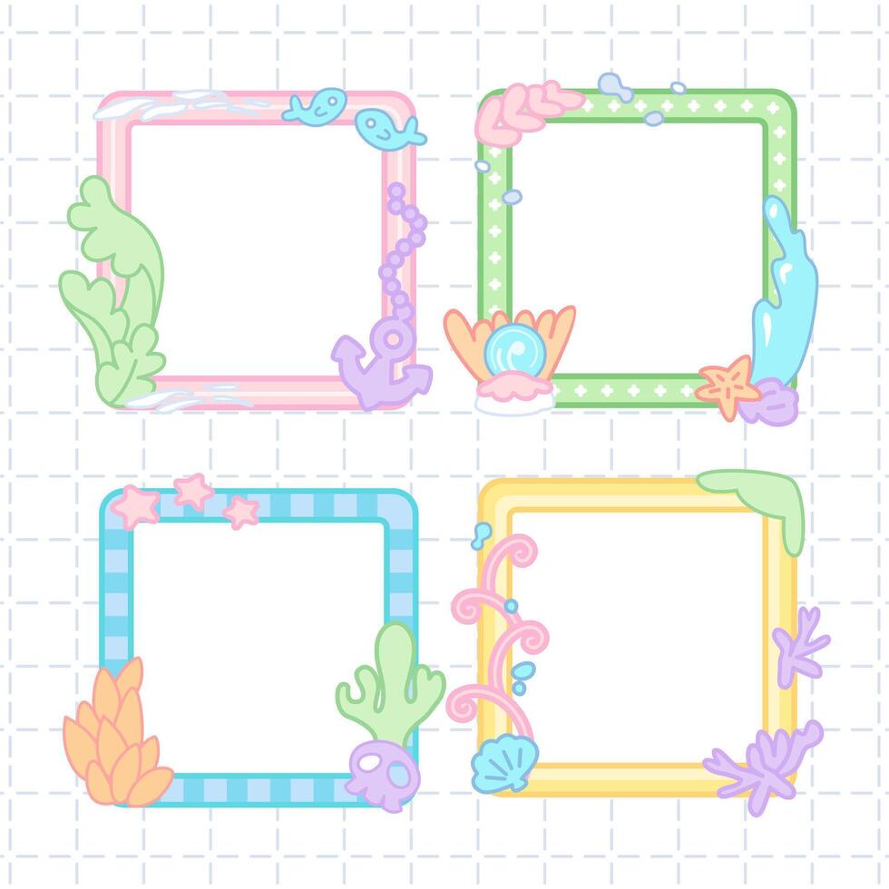 adorable ocean stick notes frame collection vector